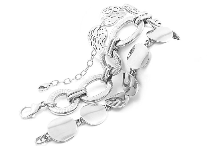 Beaded Chain Necklace with Silver Finish